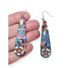 Boucles d'oreilles longues, fleurs, en pâte polymère