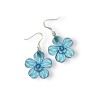 Boucles d'oreilles pendantes, fleur bleue, en pâte polymère