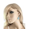 Boucles d'oreilles pendantes, fleur bleue, en pâte polymère
