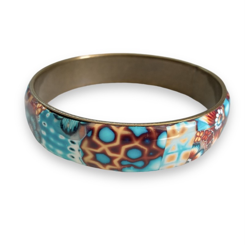 copy of UN Bracelet jonc composition de fleurs tons bleu, en pâte polymère
