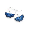 Boucles d'oreilles pendantes, papillon bleu, en pâte polymère
