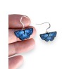 Boucles d'oreilles pendantes, papillon bleu, en pâte polymère