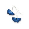 Boucles d'oreilles pendantes, papillon bleu, en pâte polymère