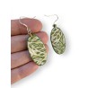 Boucles d'oreilles ovales, vert doré, en pâte polymère