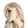 Boucles d'oreilles ovales, vert doré, en pâte polymère