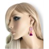 Boucles d'oreilles pendantes, violet rose orange, en pâte polymère