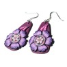 Boucles d'oreilles pendantes, fleur, en pâte polymère