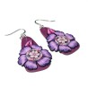 Boucles d'oreilles pendantes, fleur, en pâte polymère