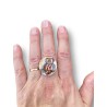 Bague bombée en pâte polymère, motif "ourson calin"