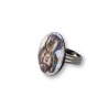 Bague bombée en pâte polymère, motif "ourson calin"