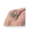 Bague bombée en pâte polymère, motif "ourson calin"