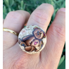 Bague bombée en pâte polymère, motif "ourson calin"