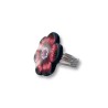 Bague "Éclosion Rouge & Noire" – Bijou Fleur en Pâte Polymère, Pièce Unique