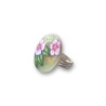 Bague "Sakura de Jade" – Cabochon Fleurs de Cerisier en Pâte Polymère