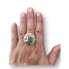 Bague "Sakura de Jade" – Cabochon Fleurs de Cerisier en Pâte Polymère
