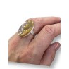 Bague "Éclats Floraux" – Mokumé Gané Doré & Fleurs en Pâte Polymère, Pièce Unique