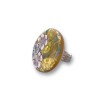 Bague "Éclats Floraux" – Mokumé Gané Doré & Fleurs en Pâte Polymère, Pièce Unique