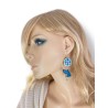 copy of Boucles d'oreilles pendantes, fleur bleue, en pâte polymère