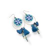Boucles d'oreilles pendantes, papillon bleu, en pâte polymère