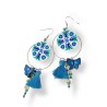 Boucles d'oreilles pendantes, papillon bleu, en pâte polymère
