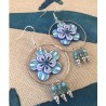 copy of Boucles d'oreilles pendantes, fleur bleue, en pâte polymère