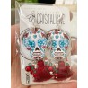 copy of Boucles d'oreilles halloween, sugar skull calavera aux yeux bleus, en pâte polymère
