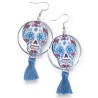 copy of Boucles d'oreilles halloween, sugar skull calavera aux yeux bleus, en pâte polymère