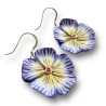 Boucles d'oreilles fleuries, violet jaune,  en pâte polymère