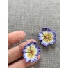 Boucles d'oreilles fleuries, violet jaune,  en pâte polymère