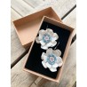 Boucles d'oreilles fleuries, blanc, en pâte polymère