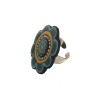 Bague fleur bleue stylisée en pâte polymère