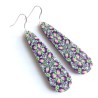 Boucles d'oreilles longues,kaléidoscope, en pâte polymère