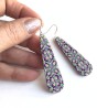 Boucles d'oreilles longues,kaléidoscope, en pâte polymère