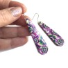 Boucles d'oreilles longues, fleurs, en pâte polymère