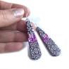 Boucles d'oreilles longues, fleurs, en pâte polymère