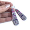 Boucles d'oreilles longues, fleurs, en pâte polymère