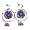Boucles d'oreilles pendantes, fleur, en pâte polymère