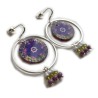 Boucles d'oreilles pendantes, fleur, en pâte polymère