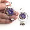 Boucles d'oreilles pendantes, fleur, en pâte polymère