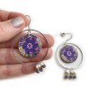 Boucles d'oreilles pendantes, fleur, en pâte polymère