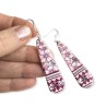 Boucles d'oreilles pendantes, cerisier en fleur, en pâte polymère