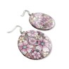 Boucles d'oreilles pendantes, cerisier en fleur, en pâte polymère