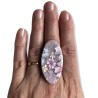 Longue bague ovale cerisiers en fleurs, en pâte polymère