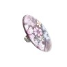 Longue bague ovale cerisiers en fleurs, en pâte polymère