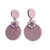 Boucles d'oreilles pendantes, cerisier en fleur, en pâte polymère