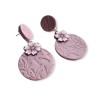 Boucles d'oreilles pendantes, cerisier en fleur, en pâte polymère